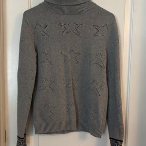 Desigual Gray Turtleneck Sweater with Star Design